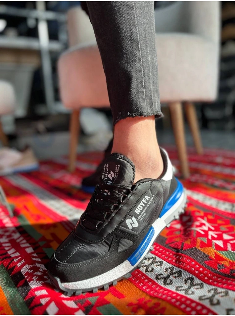 KB-N1 Kuback Siyah Mavi Detaylı Günlük Erkek Ayakkabı