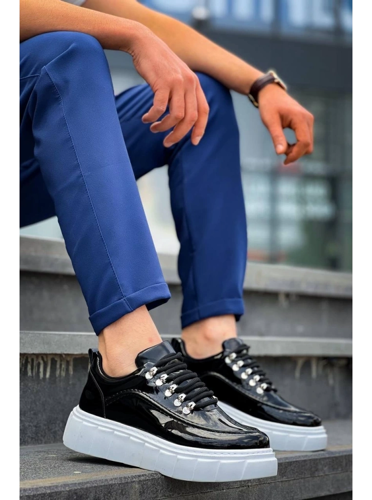 KB-X10 Kuback Siyah Rugan Beyaz Yüksek Taban Günlük Spor Ayakkabı