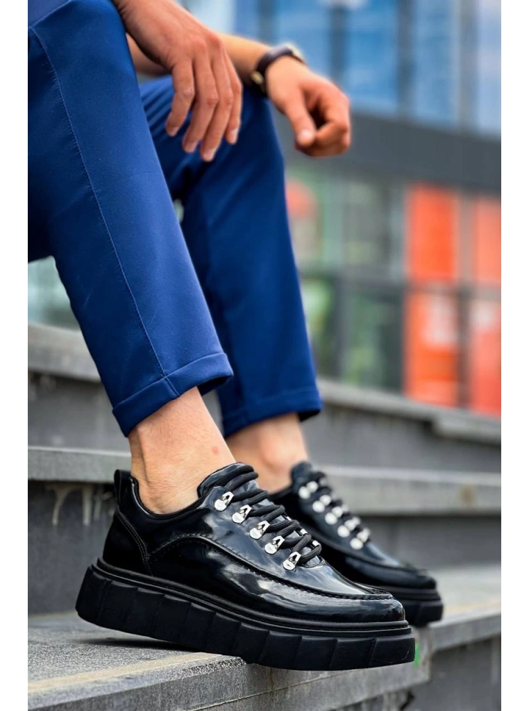 KB-X10 Kuback Siyah Rugan Siyah Yüksek Taban Günlük Spor Ayakkabı