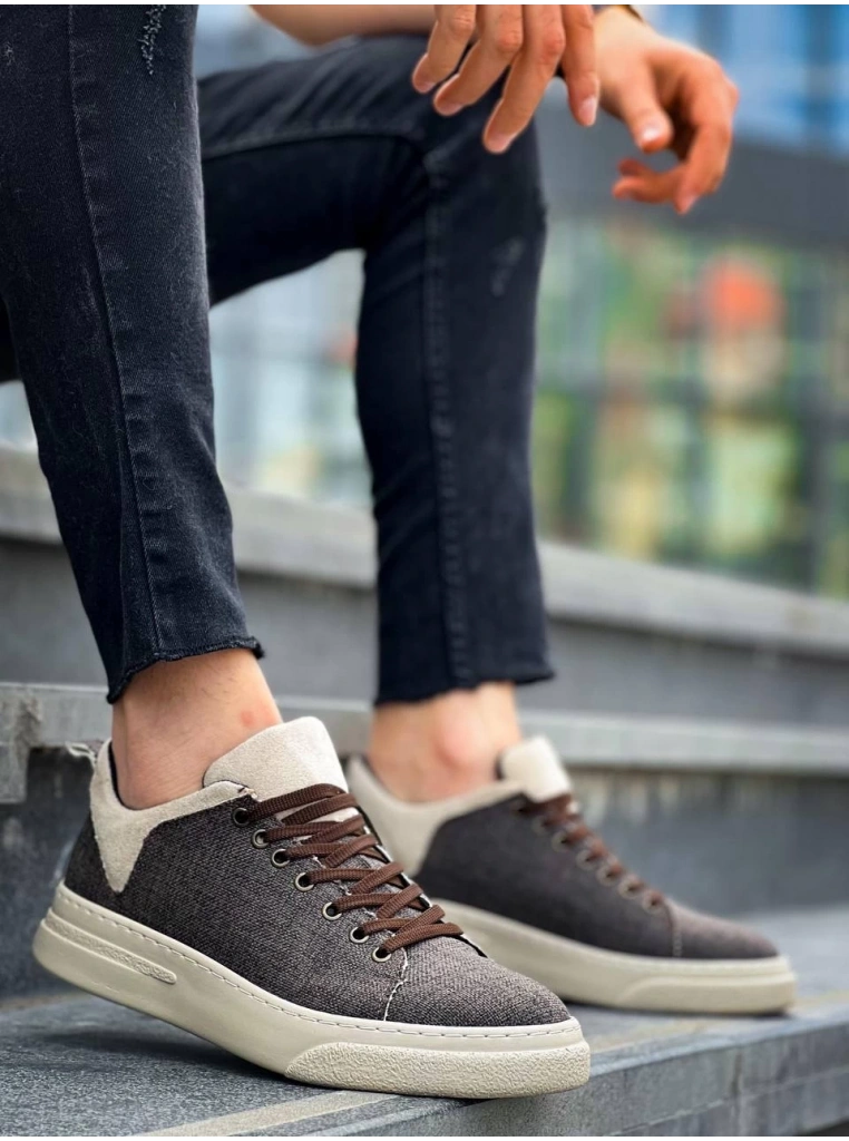 KB-X204 Kuback Taba Bej Keten Bej Yüksek Taban Günlük Erkek Spor Ayakkabı