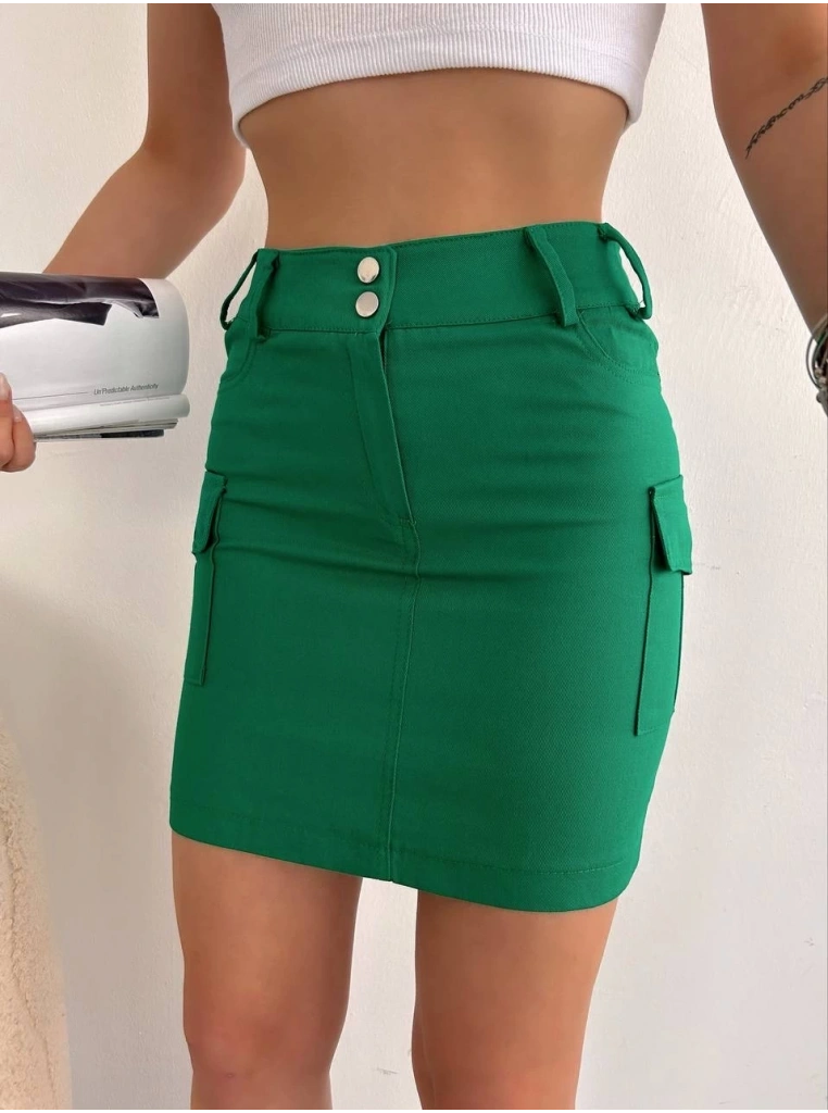 Körüklü cep etek yeşil s24904