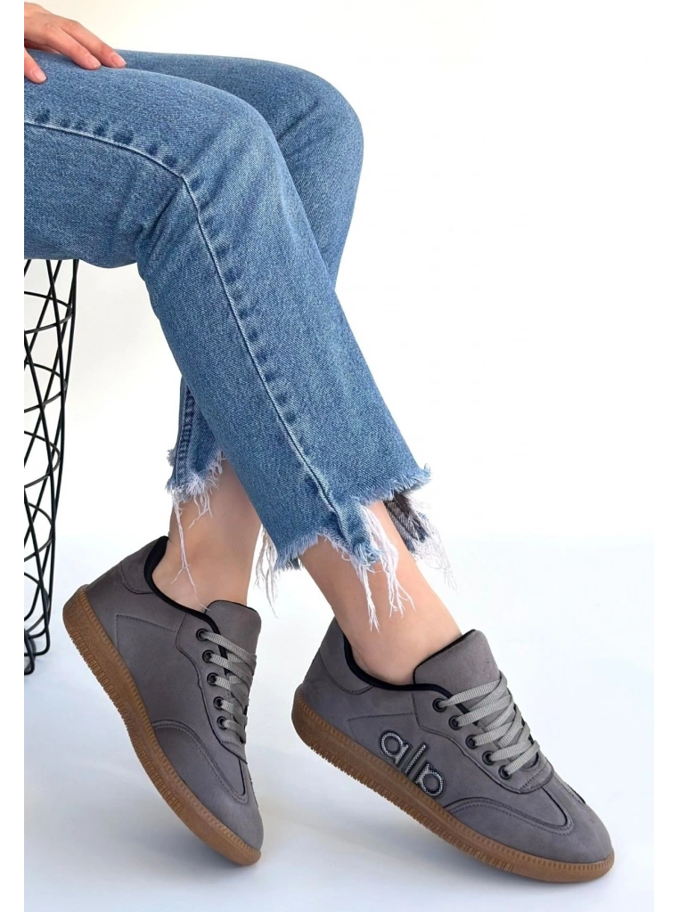 Lendo Gri Süet Bağcıklı Spor Ayakkabı