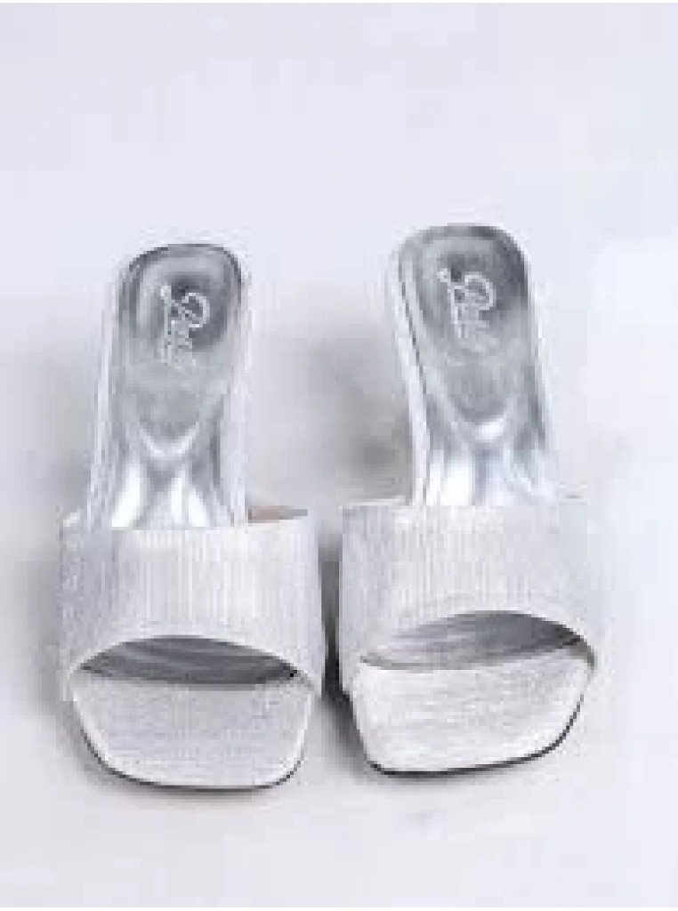 Luart Gümüş Simli Topuklu Terlik