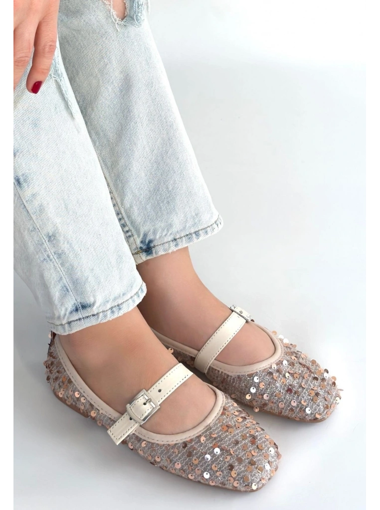 Moden Bej Süet Babet Ayakkabı