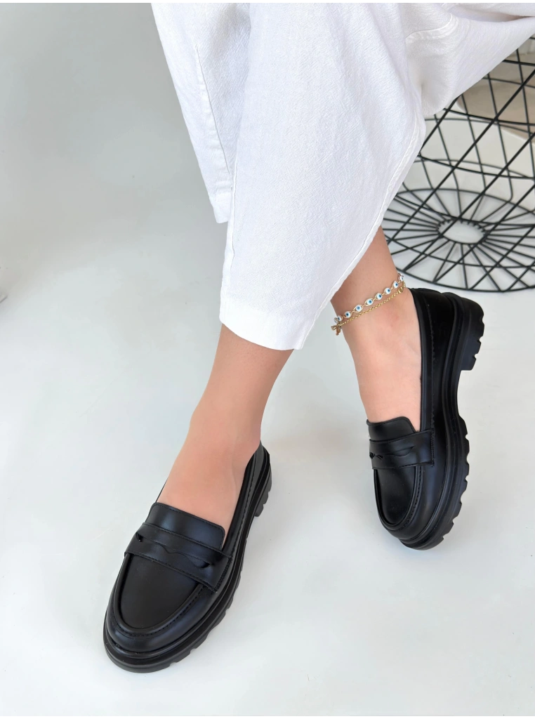 Narli Siyah Cilt Oxford Ayakkabı