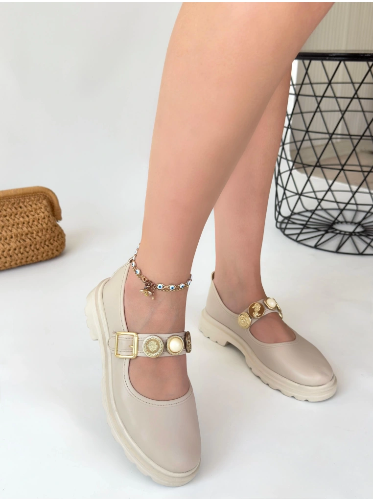 Okira Bej Cilt Oxford Ayakkabı