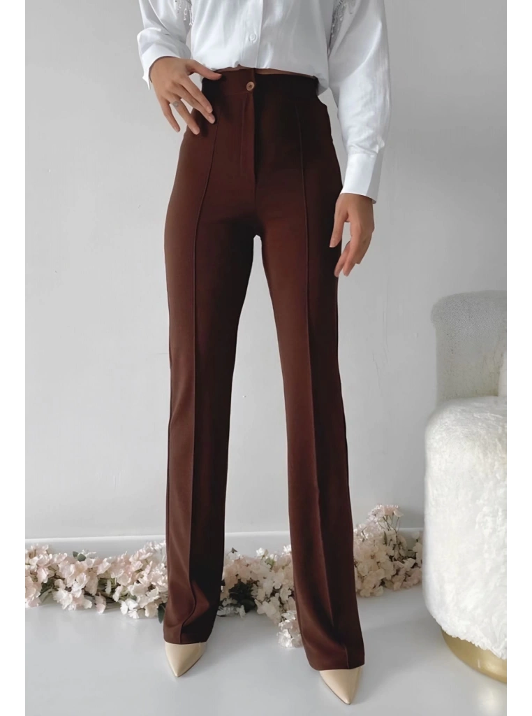 Önü cumalı ithal krep pantolon