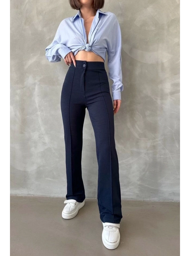 Önü cumalı ithal krep pantolon