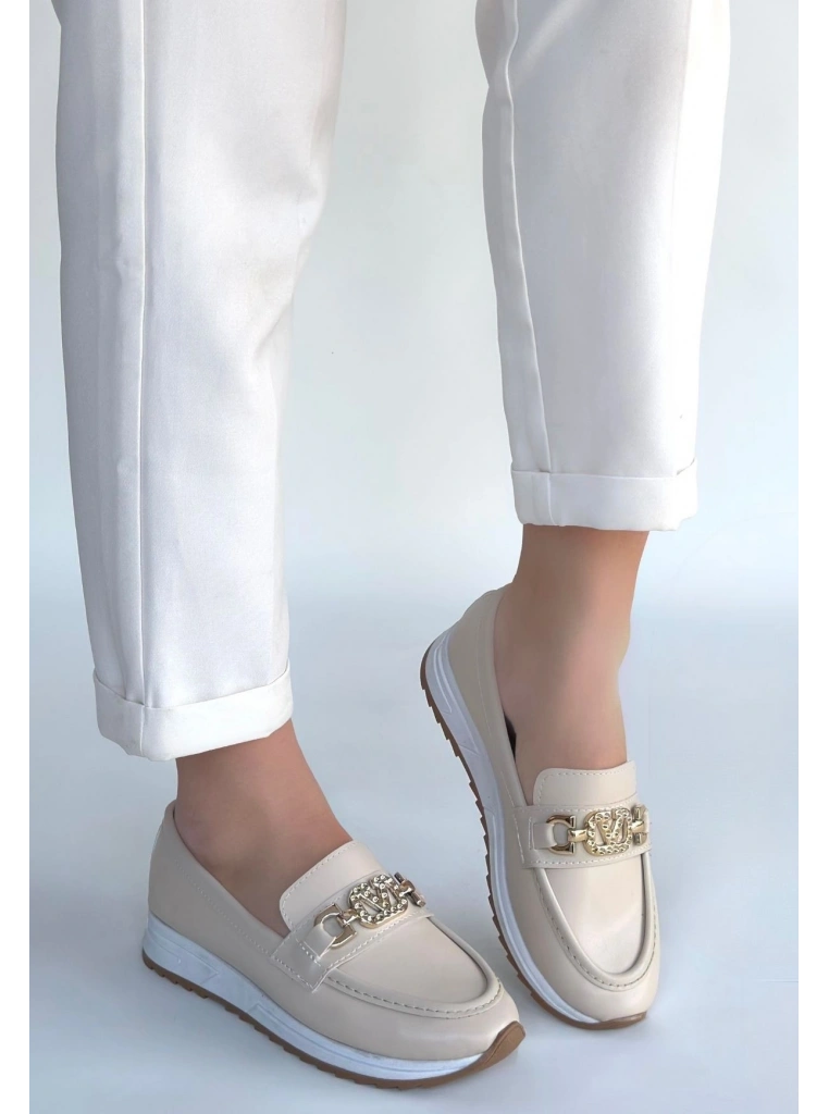 Otra Bej Cilt Babet Ayakkabı