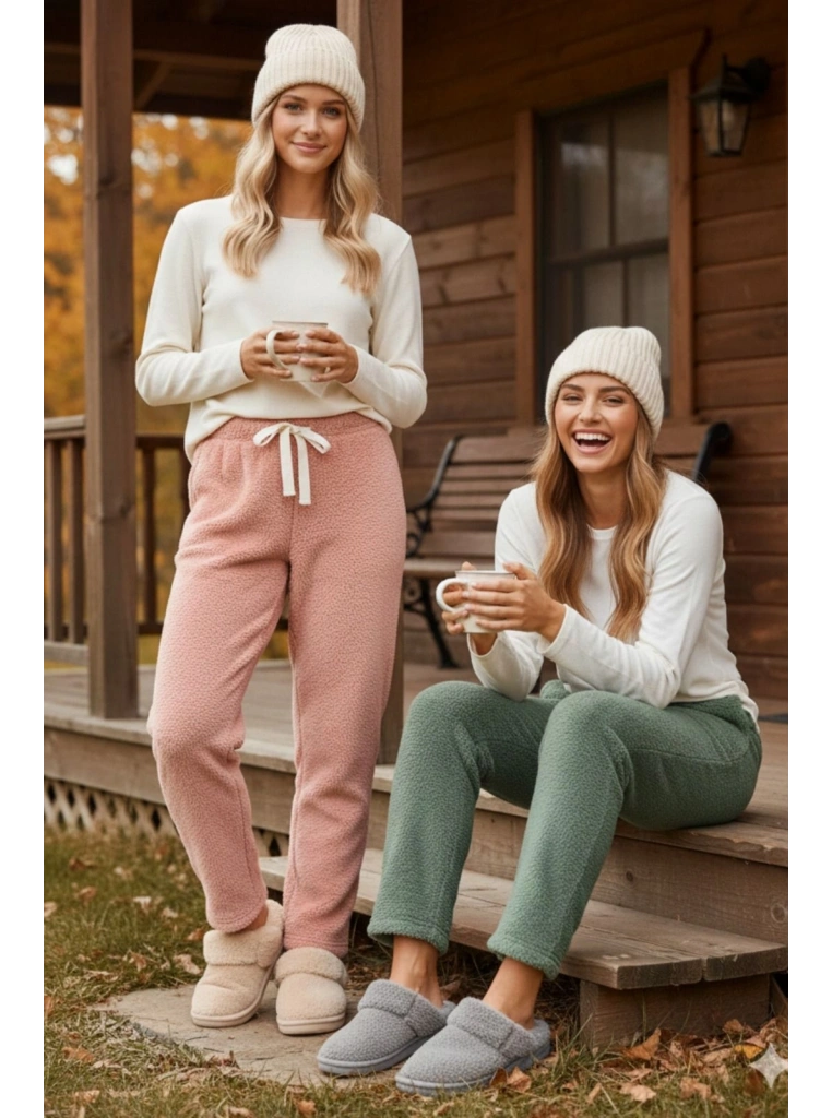 Peluşlu pijama alt oranj nr