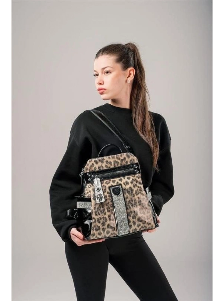 Poge Leopar Cilt Kol Ve Sırt Çantası