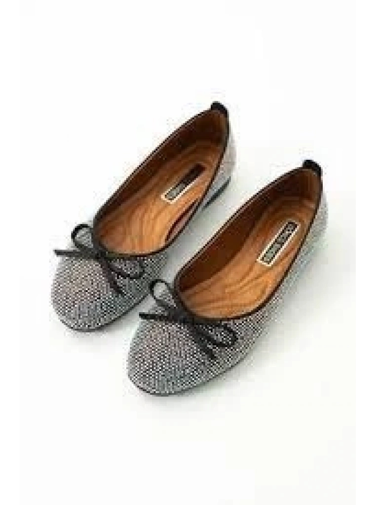 Potte Siyah Saten Babet Ayakkabı