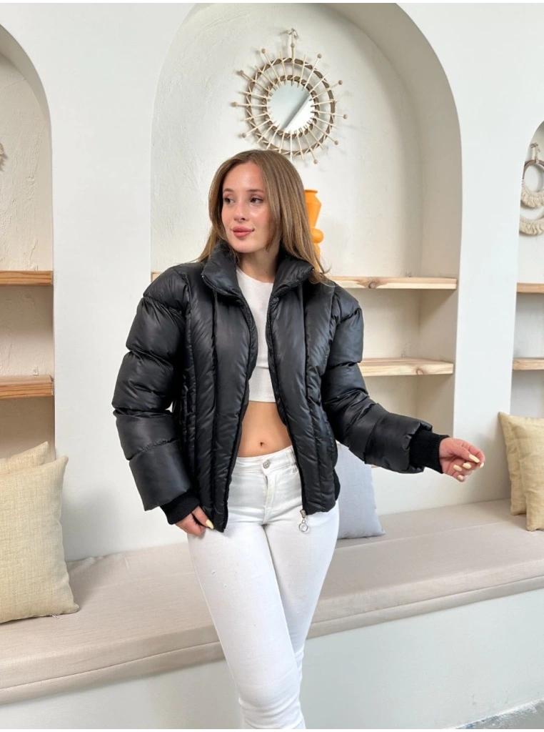 Puffer kısa mont siyah st25534