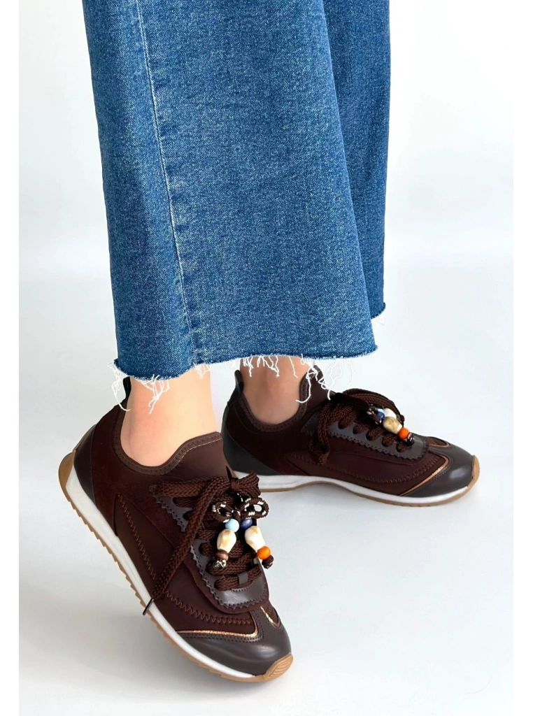 Riaf Kahverengi Cilt Bağcıklı Spor Ayakkabı