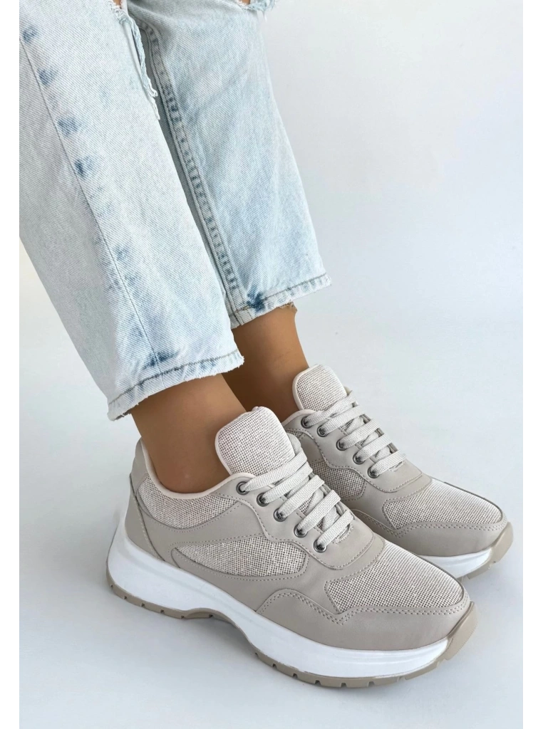 Slar Bej Cilt Bağcıklı Spor Ayakkabı