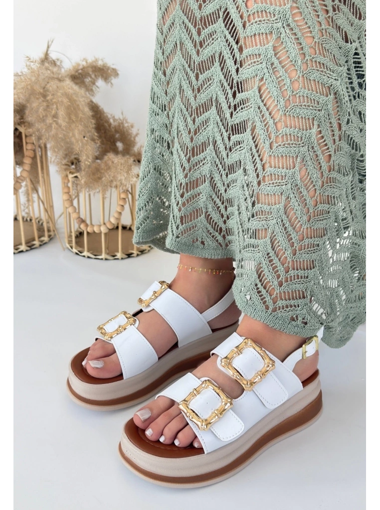 Stan Beyaz Cilt Sandalet