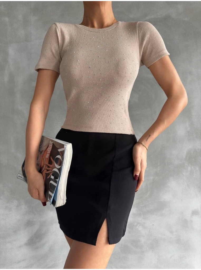 Taş baskılı kaş korse bluz