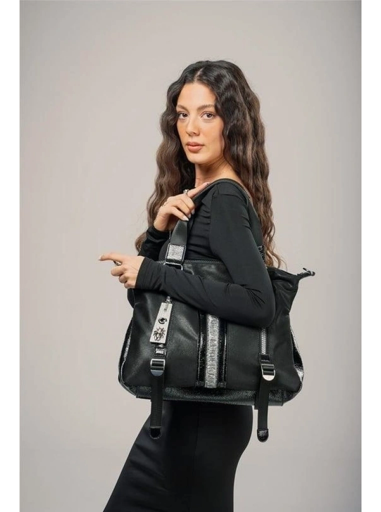 Toja Siyah Cilt Kol Ve Omuz Çantası