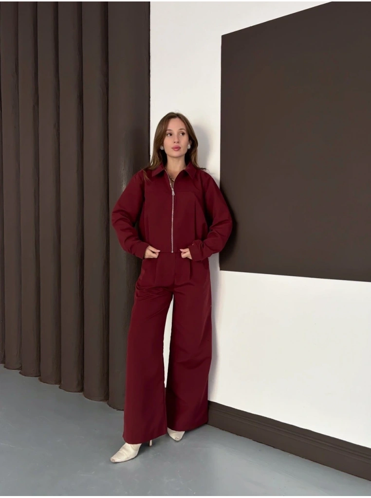 Trenç takım alt üst bordo ons