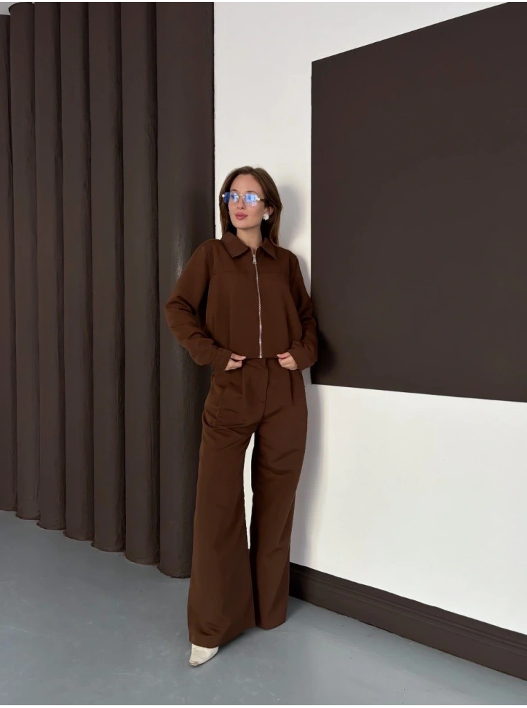 Trenç takım alt üst kahve ons