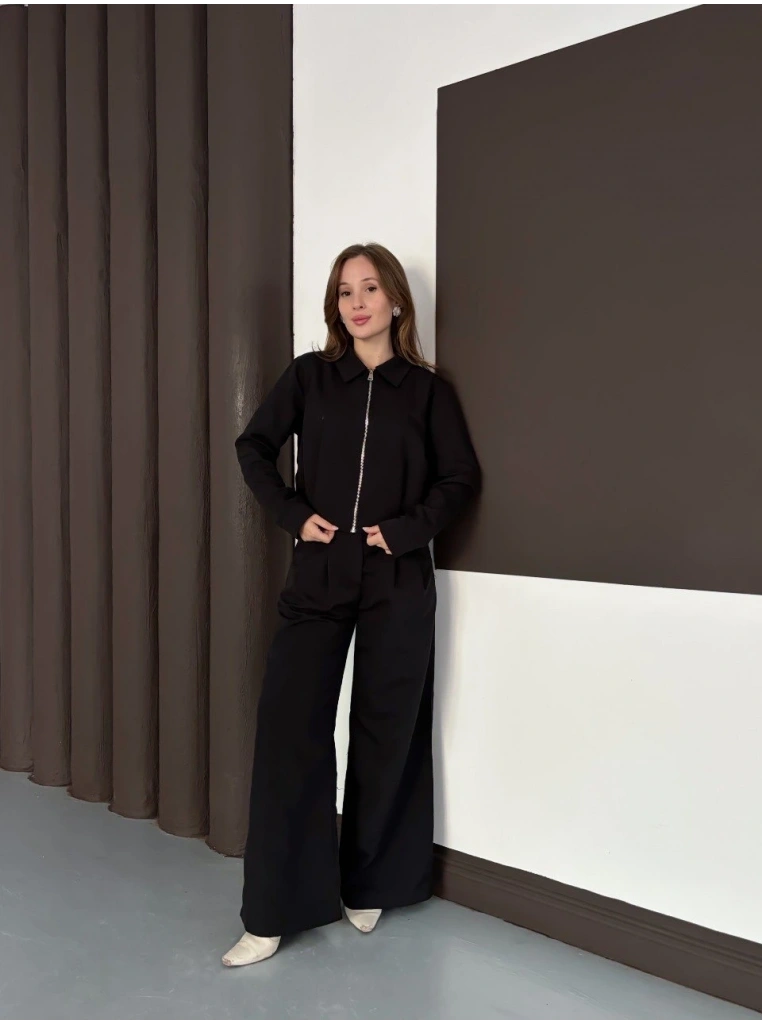 Trenç takım alt üst siyah ons