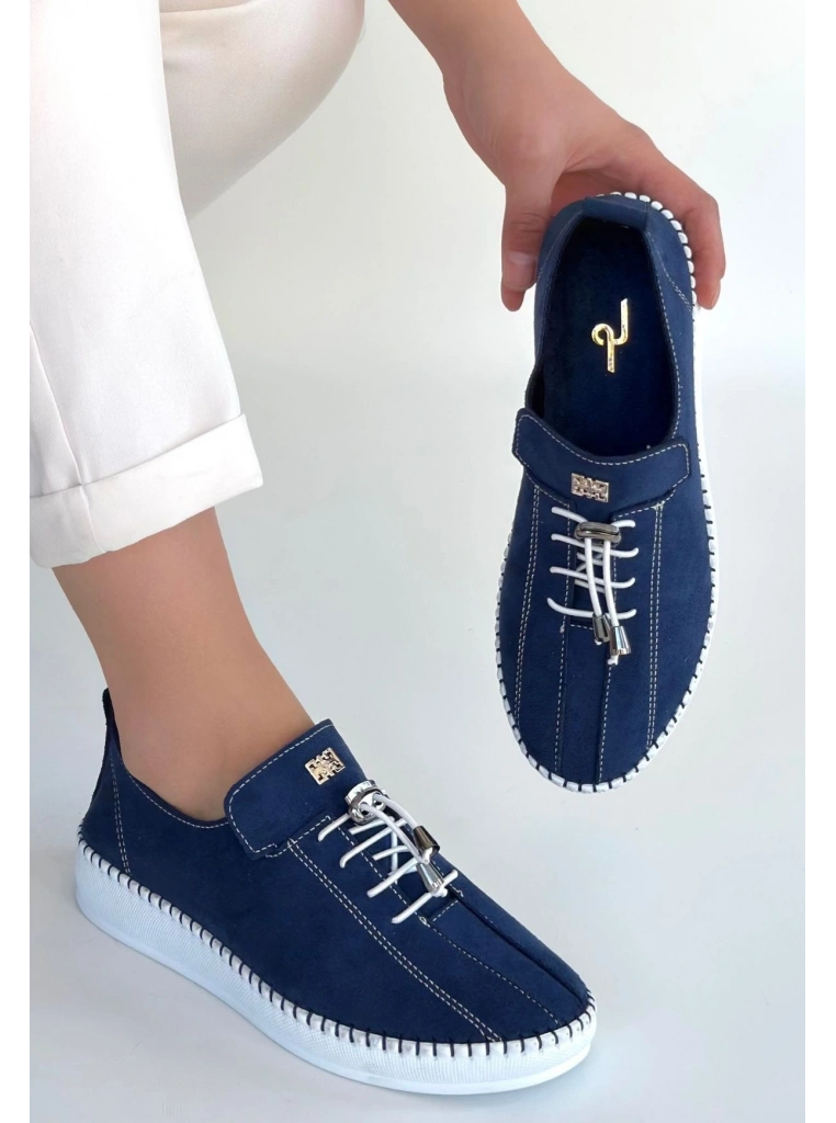 Warte Lacivert Süet Bağcıklı Spor Ayakkabı