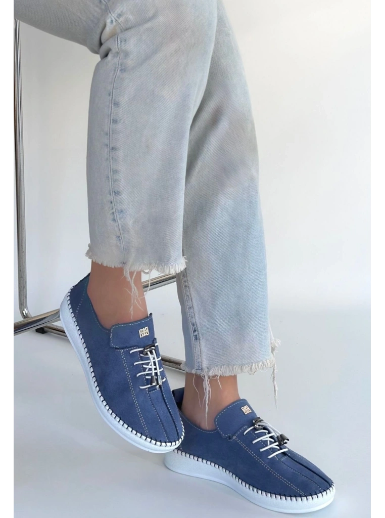 Warte Mavi Süet Bağcıklı Spor Ayakkabı