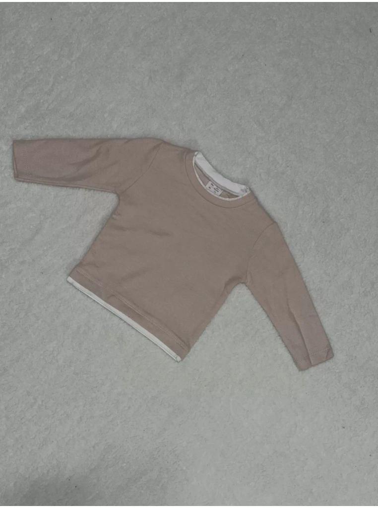 Yaka ve bel biyeli sweatshirt pudra