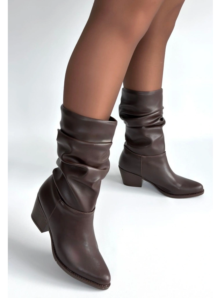 Yior Acı Kahve Cilt Topuklu Bot