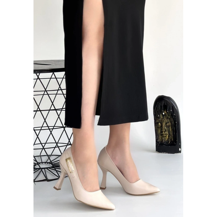 Cerin Bej Cilt Topuklu Ayakkabı