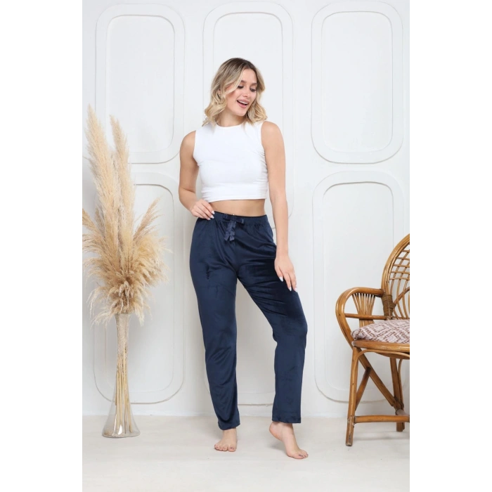 Kadife pijama altı lacivert q7013