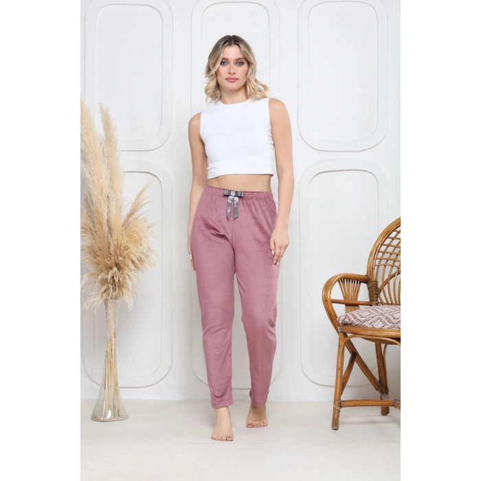 Kadife pijama altı pembe q7013