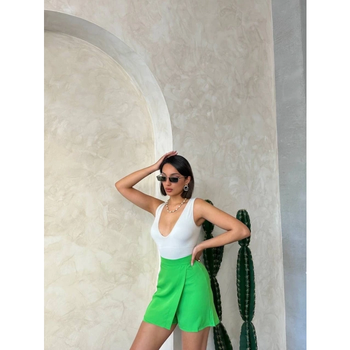 Kapaklı şort etek yeşil s24901