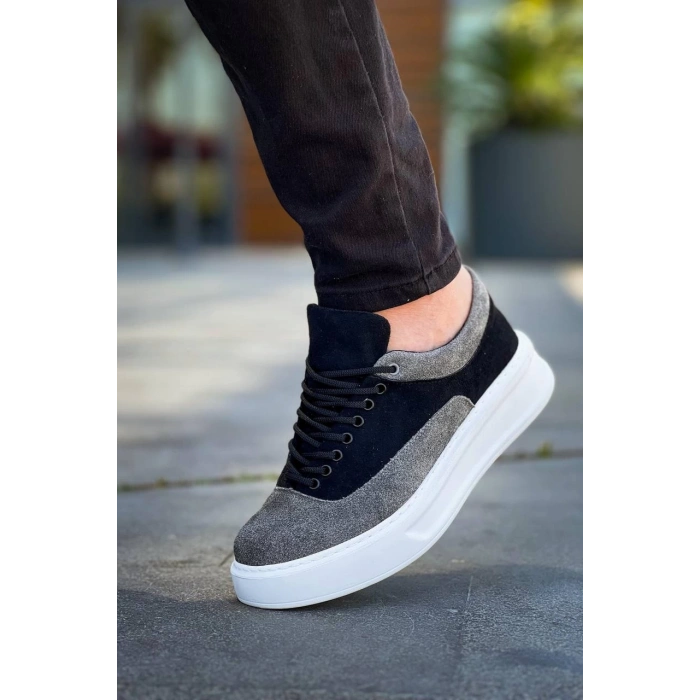 KB-005 Kuback Siyah Gri Süet Bağcıklı  Günlük Erkek  Ayakkabı