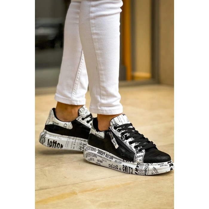 KB-02  Kuback Bağcıklı Crocodile Siyah Gazete Günlük Erkek Ayakkabı