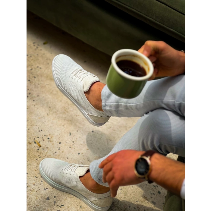 KB-101 Kuback Beyaz Triko Bağcıklı Günlük Erkek Ayakkabı