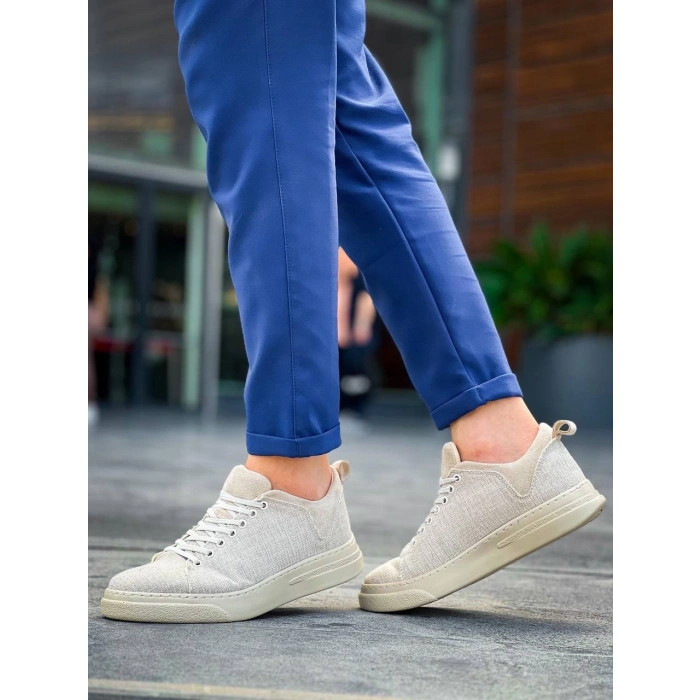 KB-X204 Kuback Bej Keten Bej Yüksek Taban Günlük Erkek Spor Ayakkabı