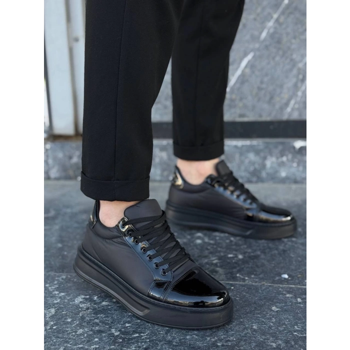 KB-X46 Kuback Siyah Rugan Yüksek Siyah Taban Günlük Spor Ayakkabı