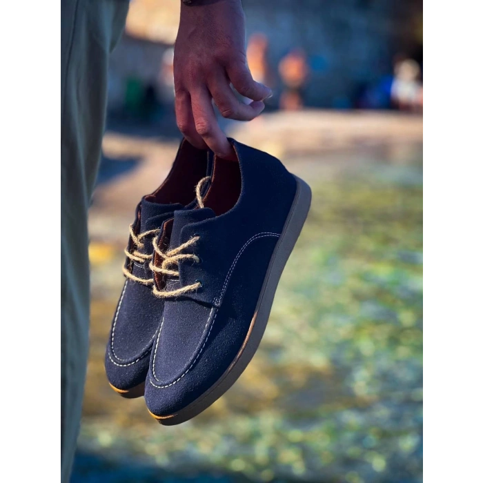 KB-X5 Kuback Lacivert  Süet Bağcıklı  Günlük Erkek Ayakkabı