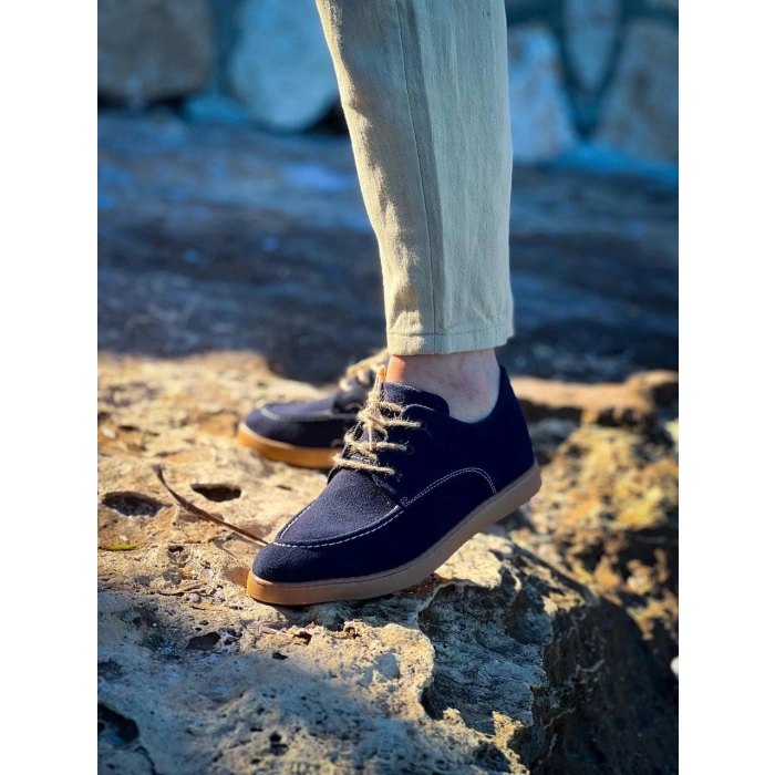 KB-X5 Kuback Lacivert  Süet Bağcıklı  Günlük Erkek Ayakkabı