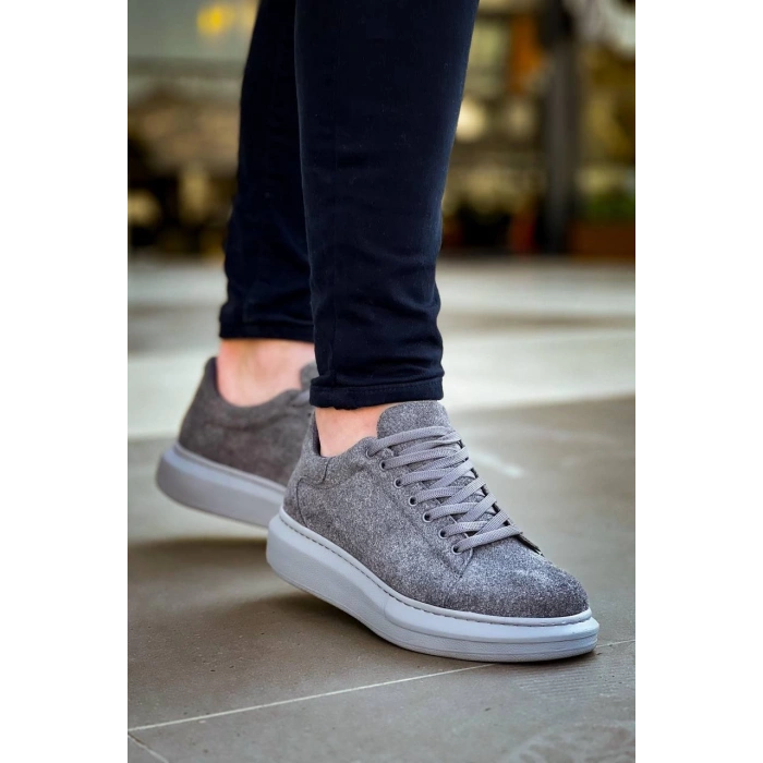 KB-X500  Kuback Gri Süet Yüksek Taban Bağcıklı Günlük Erkek Ayakkabı