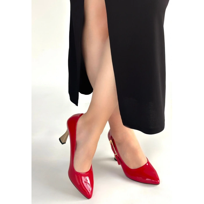 Motya Kırmızı Rugan Topuklu Ayakkabı