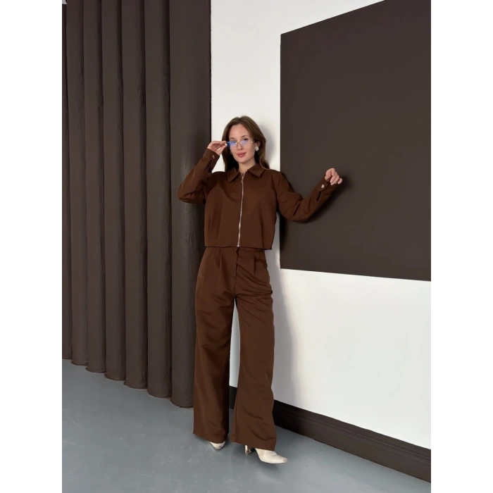 Trenç takım alt üst kahve ons