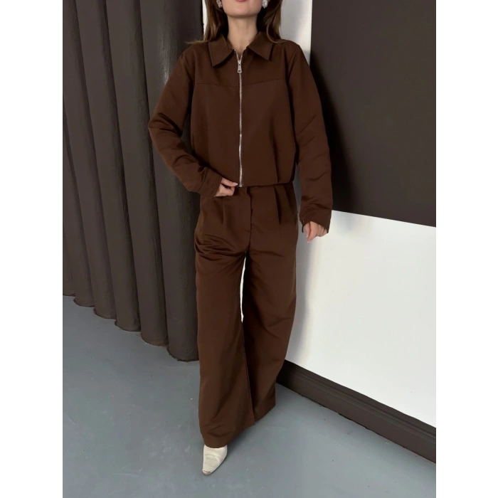 Trenç takım alt üst kahve ons