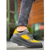 KB-X8 Kuback Siyah Sarı Cilt Yüksek Taban Günlük Spor Ayakkabı