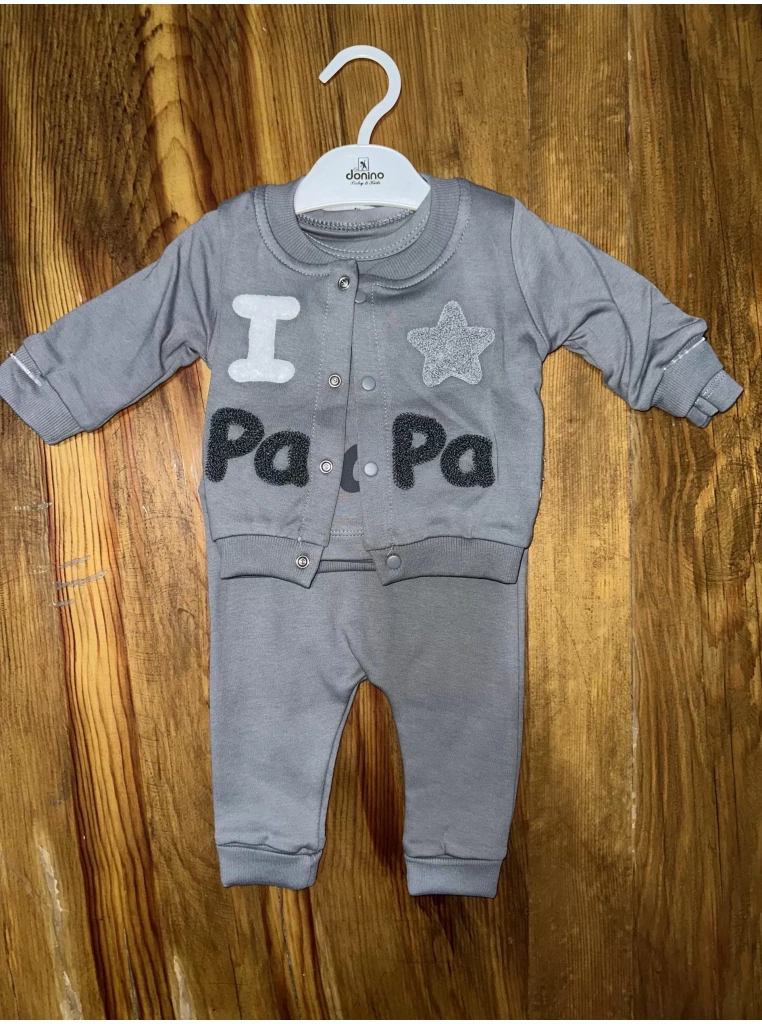 3-12 aylık üçlü kolej ceketli takım gri