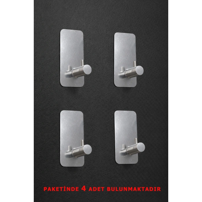 ASKILIK YAPIŞTIRMALI DİK ÇUBUKLU PASLANMAZ ÇELİK KROM PAKETTE 4 ADET