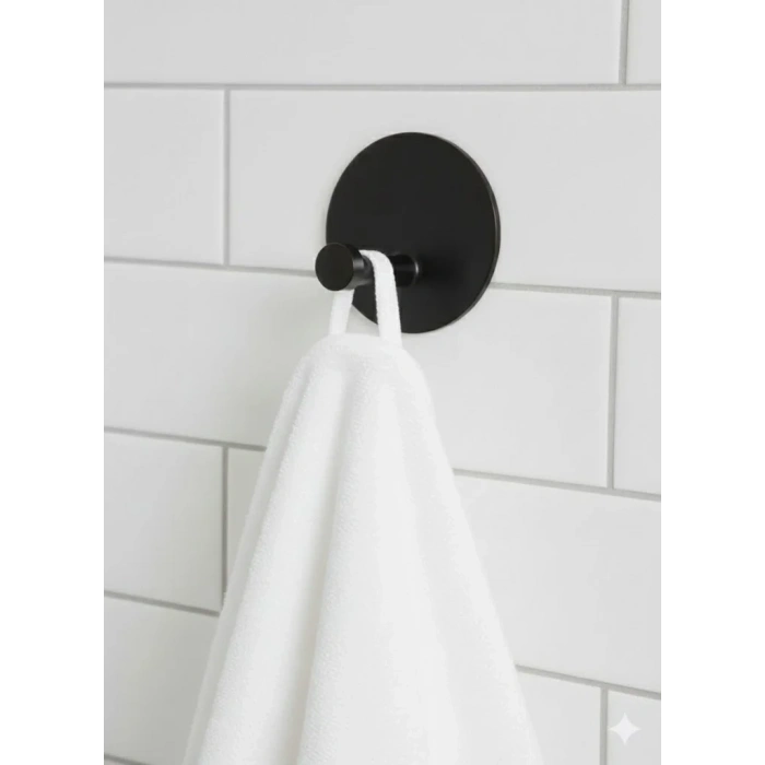 ASKILIK YAPIŞKANLI MANTAR YUVARLAK TEKLİ MAT SİYAH PAKETTE 4 ADET