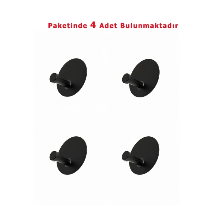 ASKILIK YAPIŞKANLI MANTAR YUVARLAK TEKLİ MAT SİYAH PAKETTE 4 ADET