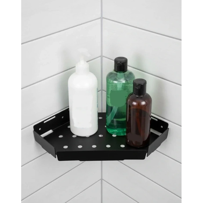 KİTARO KENDİNDEN YAPIŞKANLI KÖŞE ŞAMPUANLIK 3 MONTAJ DELİKLİ MAT SİYAH